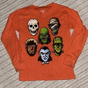 Wes & Willy Toddler Boys (Unisex) Long Sleeve Orange Halloween‎ T-Shirt Size 4T